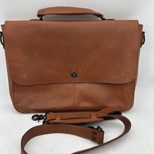 Buffalo Jackson Trading Co. Leather Laptop Messenger Briefcase Bag w/Strap 12x16